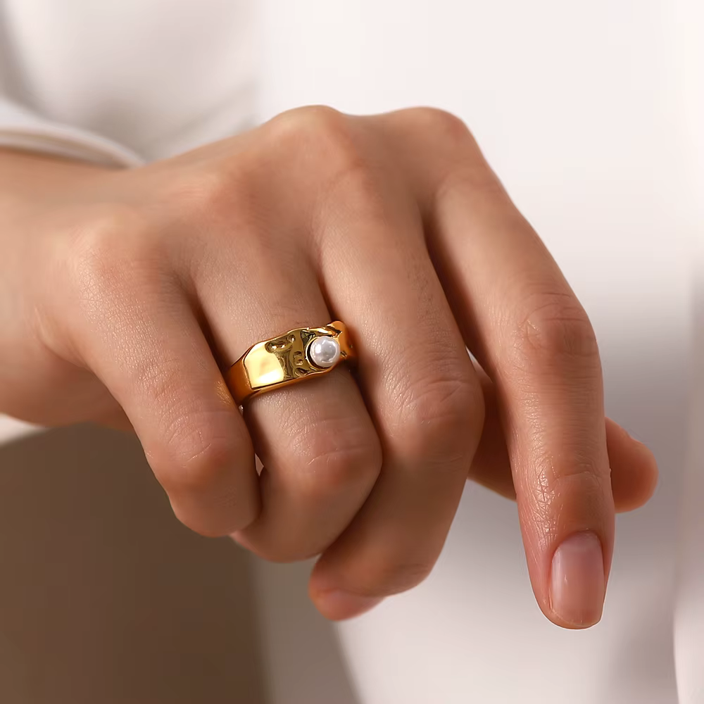 Timeless Natural Gold Pearl Ring